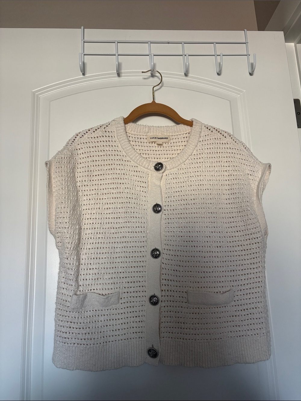 Lucky Brand Knit Cream Short Sleeve Cardigan - Coastal Cowgirl